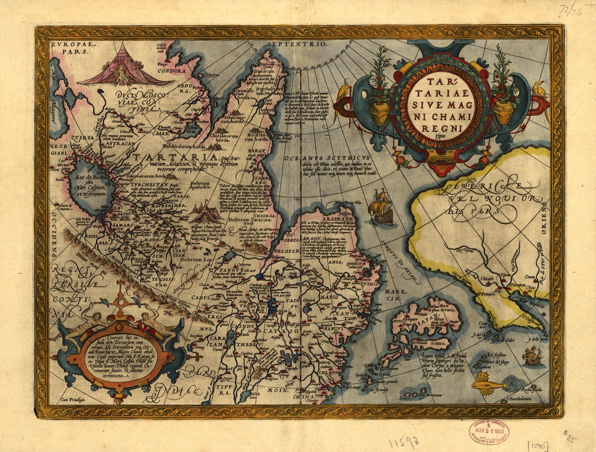 Carte de la Tartarie par Abraham Ortelius, 1570